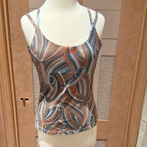 Prana Multicolor Swirl yoga top- Blue and Orange